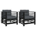 Garden Chairs with Cushions 2 Pcs Black Solid Wood Pine