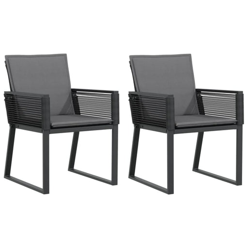 Garden Chairs With Cushions 2 Pcs Black Poly Rattan Abbnoop