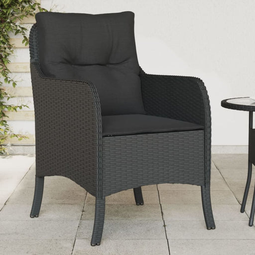 Garden Chairs with Cushions 2 Pcs Black Poly Rattan Tlpoap