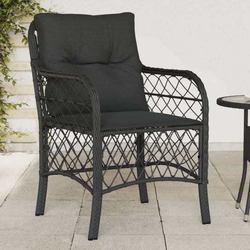 Garden Chairs with Cushions 2 Pcs Black Poly Rattan Tlpopt