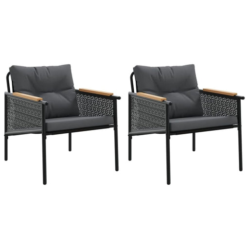 Garden Chairs With Cushions 2 Pcs Black Steel Abbktbo