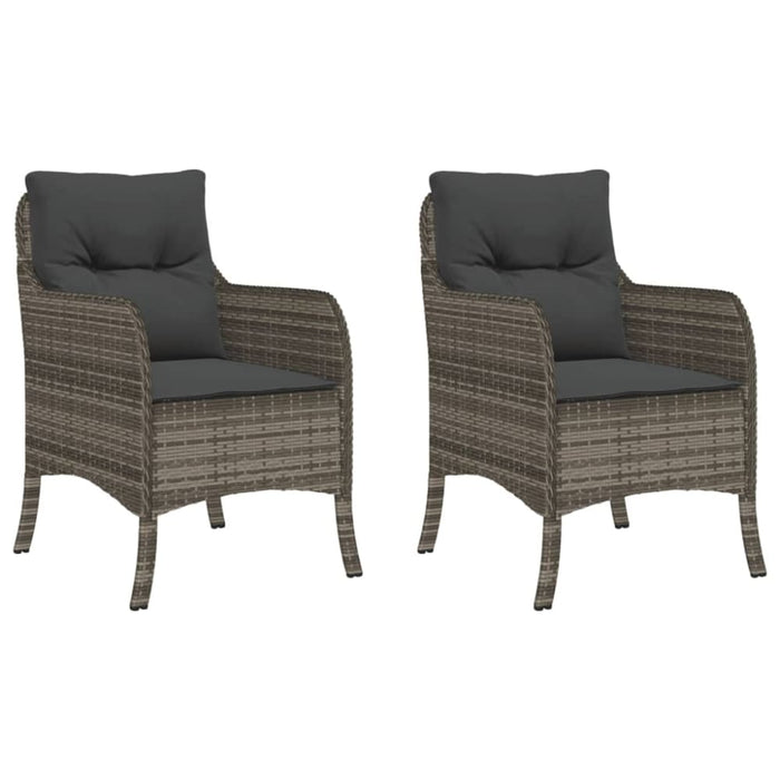 Garden Chairs With Cushions 2 Pcs Grey Poly Rattan Tlpoai