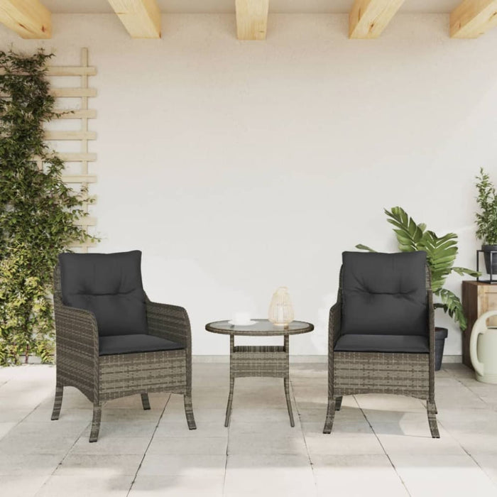 Garden Chairs With Cushions 2 Pcs Grey Poly Rattan Tlpoai