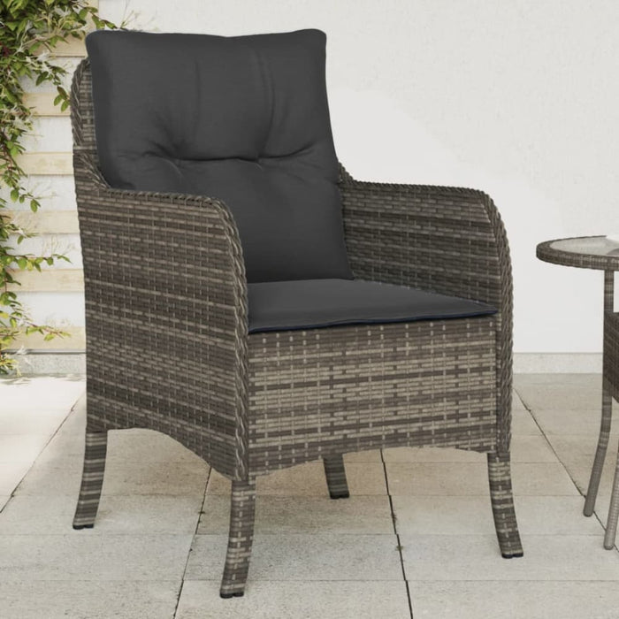Garden Chairs With Cushions 2 Pcs Grey Poly Rattan Tlpoai