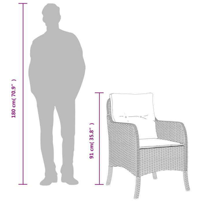 Garden Chairs With Cushions 2 Pcs Grey Poly Rattan Tlpoai