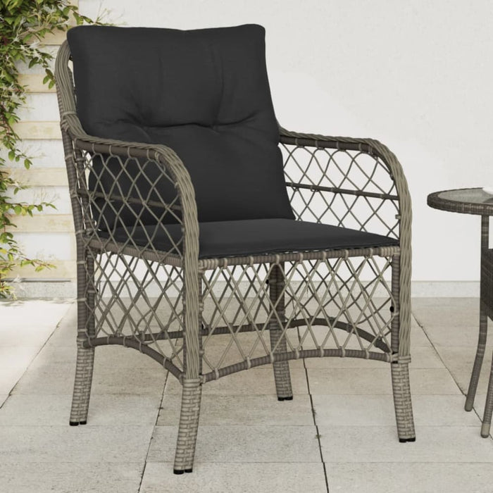 Garden Chairs With Cushions 2 Pcs Grey Poly Rattan Tlpopp