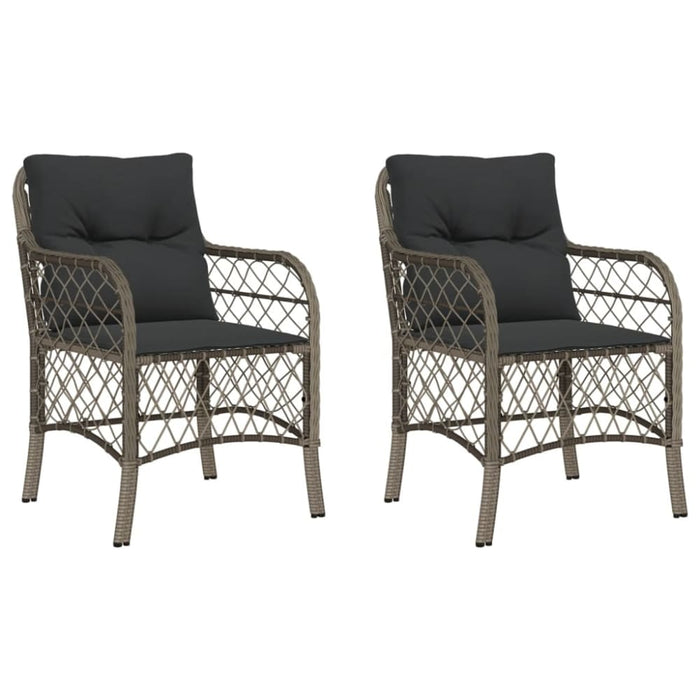 Garden Chairs With Cushions 2 Pcs Grey Poly Rattan Tlpopp