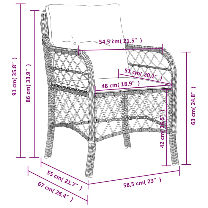 Garden Chairs With Cushions 2 Pcs Grey Poly Rattan Tlpopp