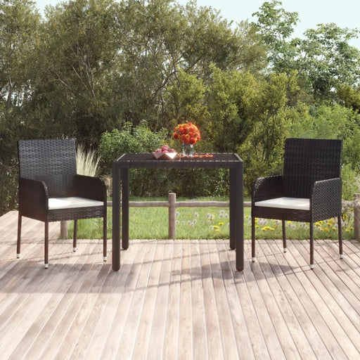 Garden Chairs with Cushions 2 Pcs Poly Rattan Black Toknnp