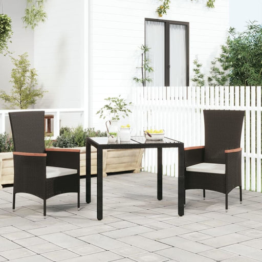 Garden Chairs with Cushions 2 Pcs Poly Rattan Black Tokpxp