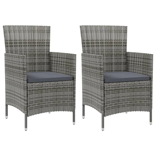 Garden Chairs with Cushions 2 Pcs Poly Rattan Grey Tollnx