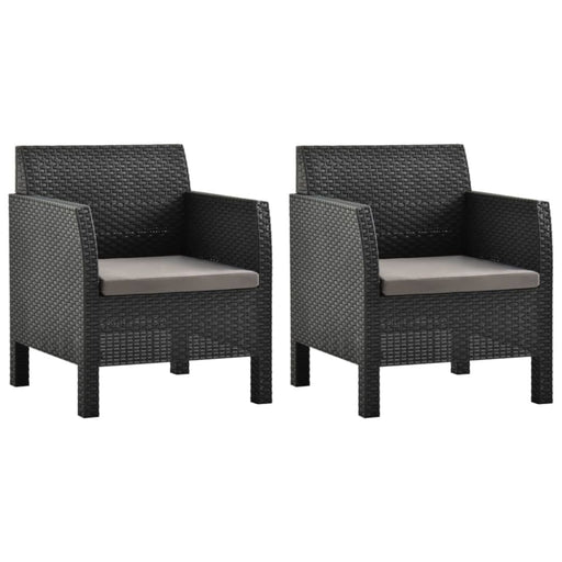 Garden Chairs with Cushions 2 Pcs Pp Rattan Anthracite