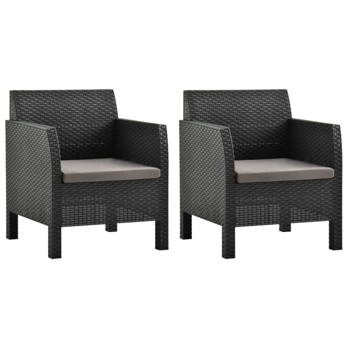 Garden Chairs with Cushions 2 Pcs Pp Rattan Anthracite