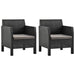 Garden Chairs with Cushions 2 Pcs Pp Rattan Anthracite