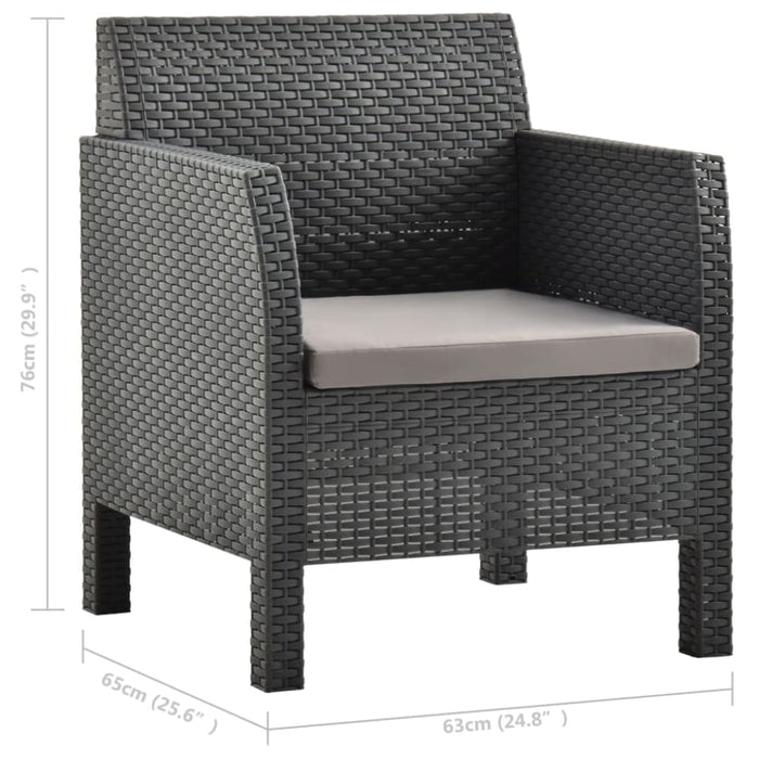 Garden Chairs with Cushions 2 Pcs Pp Rattan Anthracite
