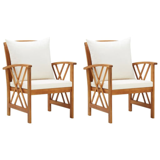 Garden Chairs with Cushions 2 Pcs Solid Acacia Wood Tobxli
