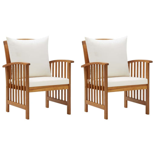 Garden Chairs with Cushions 2 Pcs Solid Acacia Wood Tobxpi