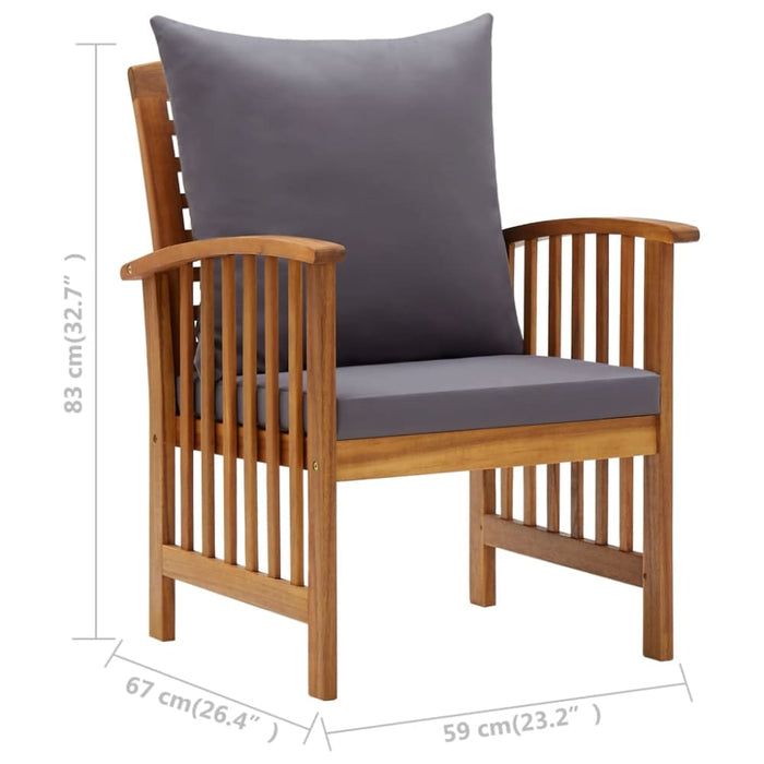 Garden Chairs with Cushions 2 Pcs Solid Acacia Wood Tobxpn