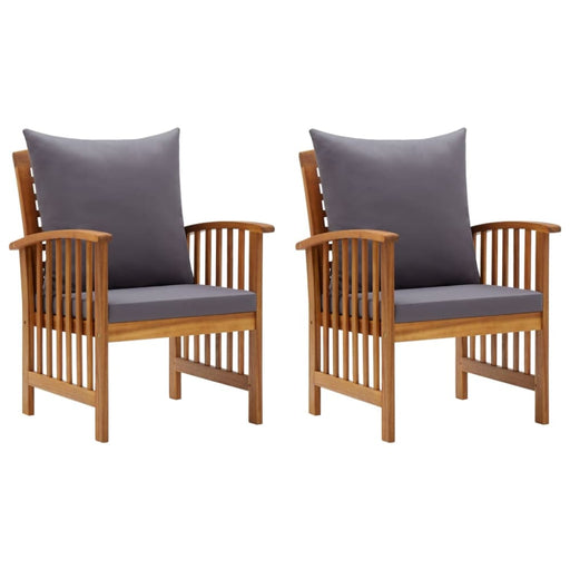 Garden Chairs with Cushions 2 Pcs Solid Acacia Wood Tobxpn