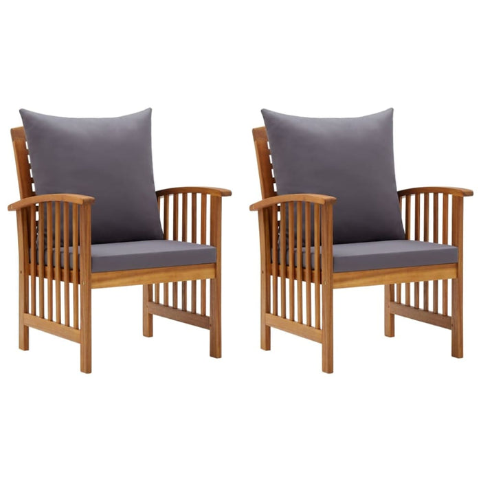 Garden Chairs with Cushions 2 Pcs Solid Acacia Wood Tobxpn
