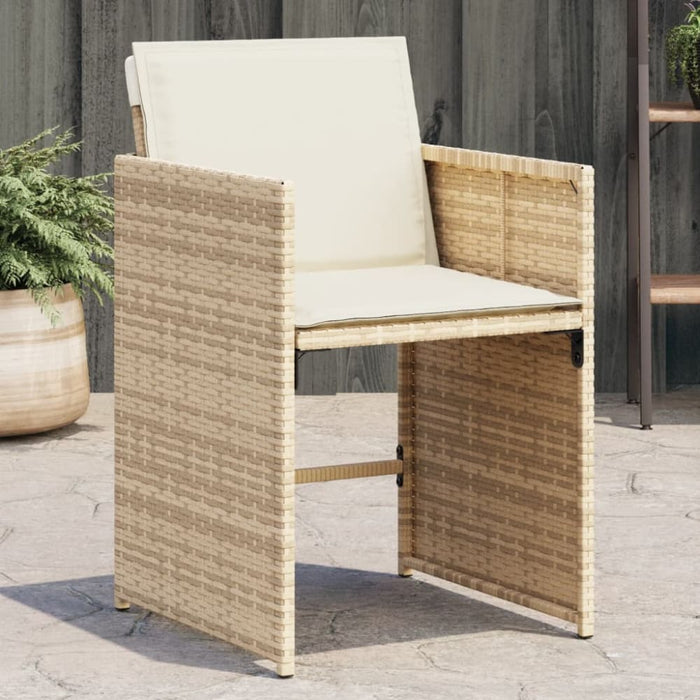 Garden Chairs with Cushions 4 Pcs Beige Poly Rattan Tlakni
