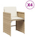 Garden Chairs with Cushions 4 Pcs Beige Poly Rattan Tlakni