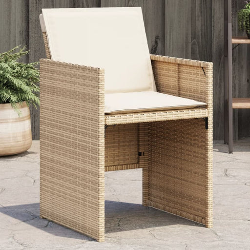 Garden Chairs with Cushions 4 Pcs Beige Poly Rattan Tlaktl