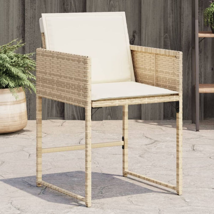 Garden Chairs with Cushions 4 Pcs Beige Poly Rattan Tlpbba