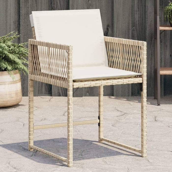 Garden Chairs With Cushions 4 Pcs Beige Poly Rattan Tlpbxo