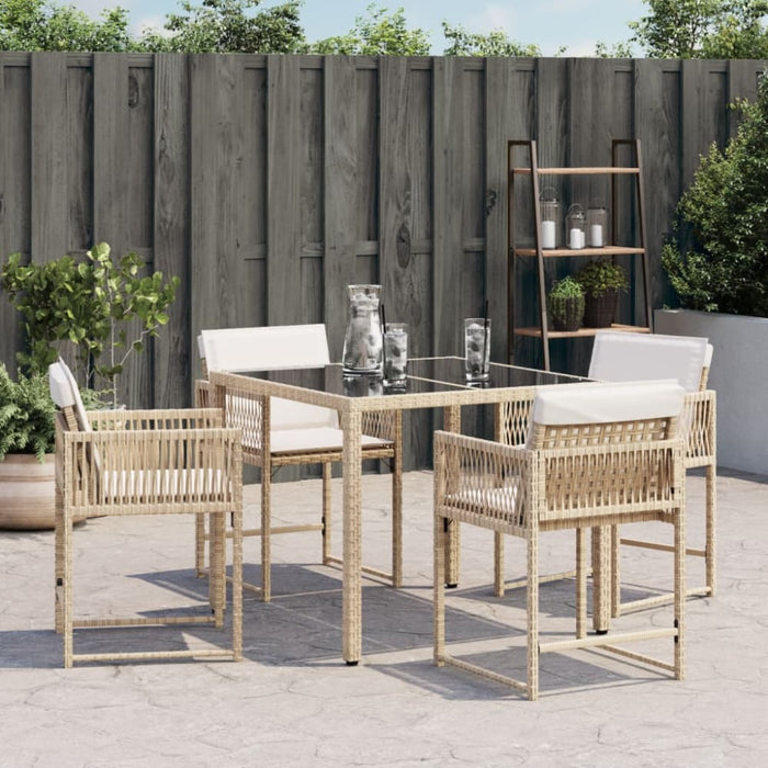 Garden Chairs With Cushions 4 Pcs Beige Poly Rattan Tlpbxo