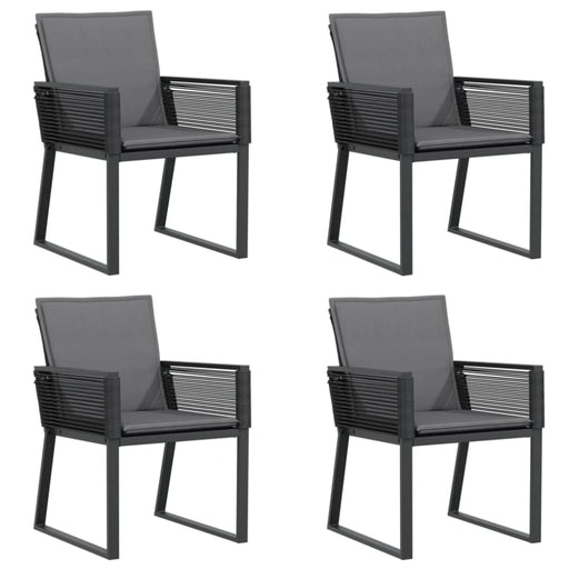Garden Chairs With Cushions 4 Pcs Black Poly Rattan Abbnool