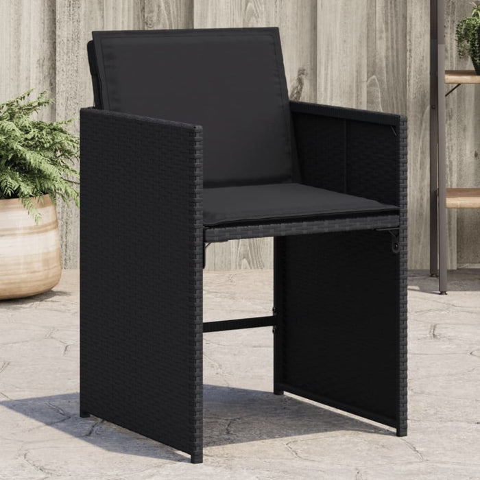 Garden Chairs with Cushions 4 Pcs Black Poly Rattan Tlakna