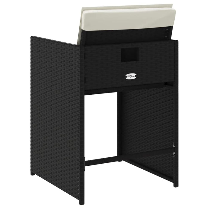 Garden Chairs with Cushions 4 Pcs Black Poly Rattan Tlaknt