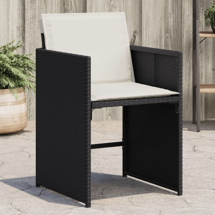 Garden Chairs with Cushions 4 Pcs Black Poly Rattan Tlaknt
