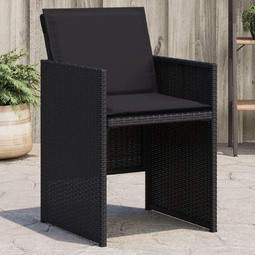 Garden Chairs with Cushions 4 Pcs Black Poly Rattan Tlaktt
