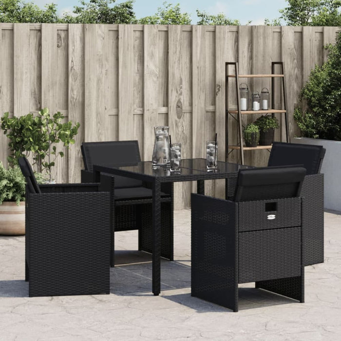 Garden Chairs with Cushions 4 Pcs Black Poly Rattan Tlaktt