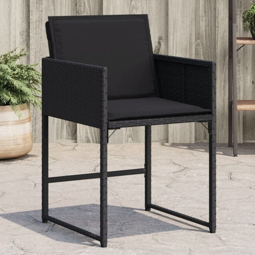 Garden Chairs with Cushions 4 Pcs Black Poly Rattan Tlpbbo