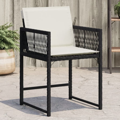 Garden Chairs with Cushions 4 Pcs Black Poly Rattan Tlpboi