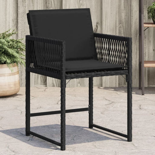 Garden Chairs with Cushions 4 Pcs Black Poly Rattan Tlpbon