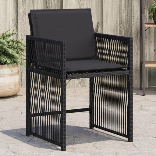 Garden Chairs with Cushions 4 Pcs Black Poly Rattan Tlpbtp