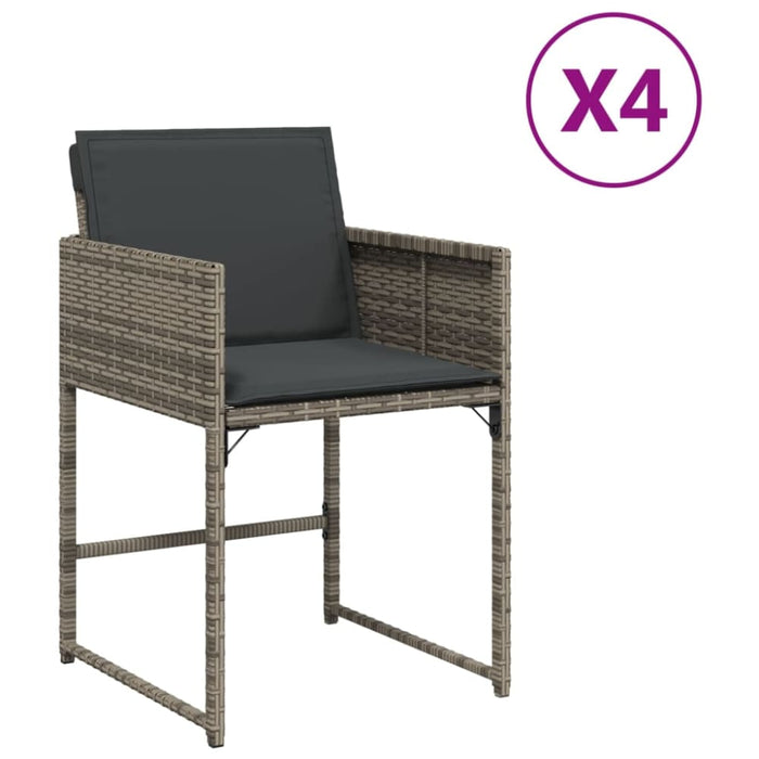 Garden Chairs with Cushions 4 Pcs Grey Poly Rattan Tlpbbx