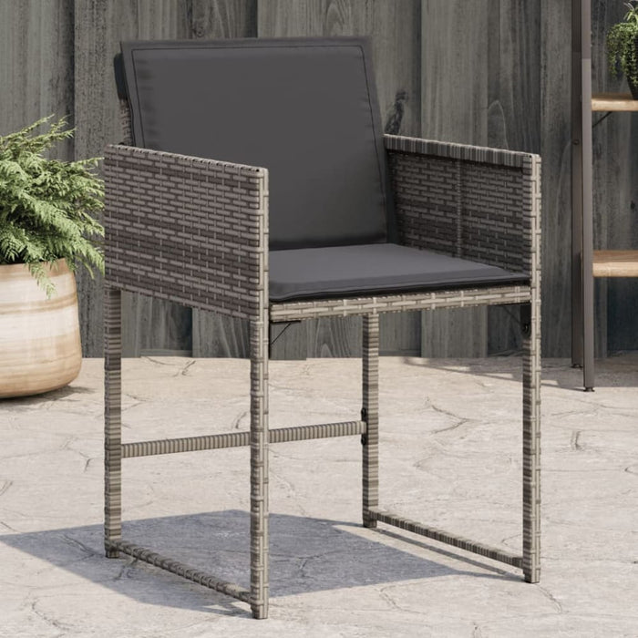 Garden Chairs with Cushions 4 Pcs Grey Poly Rattan Tlpbbx