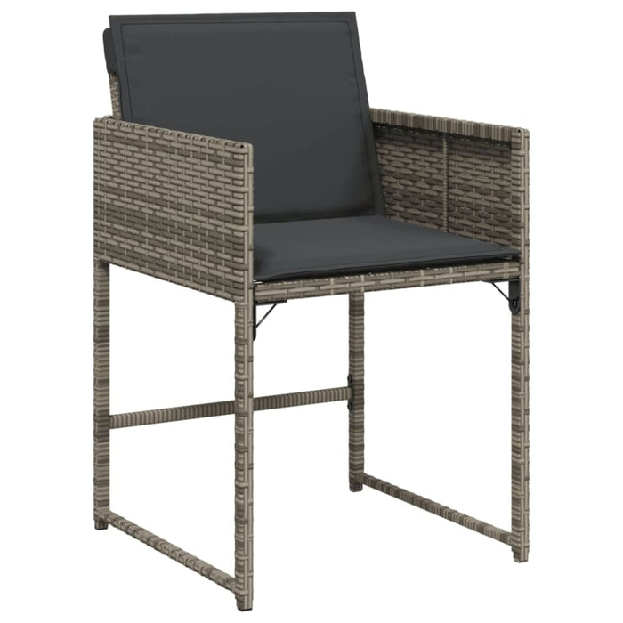 Garden Chairs with Cushions 4 Pcs Grey Poly Rattan Tlpbbx