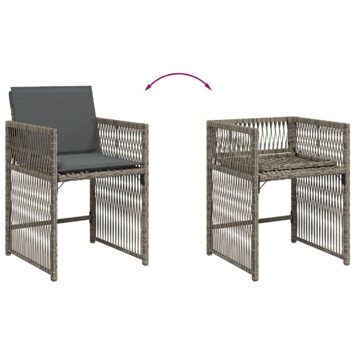 Garden Chairs with Cushions 4 Pcs Grey Poly Rattan Tlpbtl
