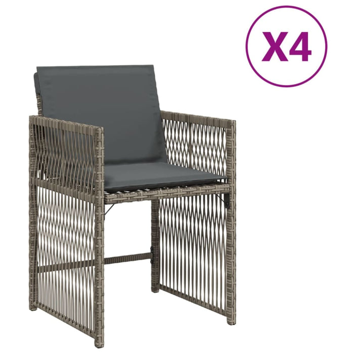 Garden Chairs with Cushions 4 Pcs Grey Poly Rattan Tlpbtl