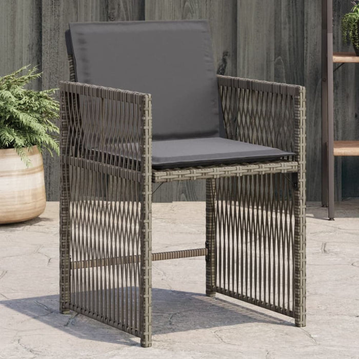 Garden Chairs with Cushions 4 Pcs Grey Poly Rattan Tlpbtl