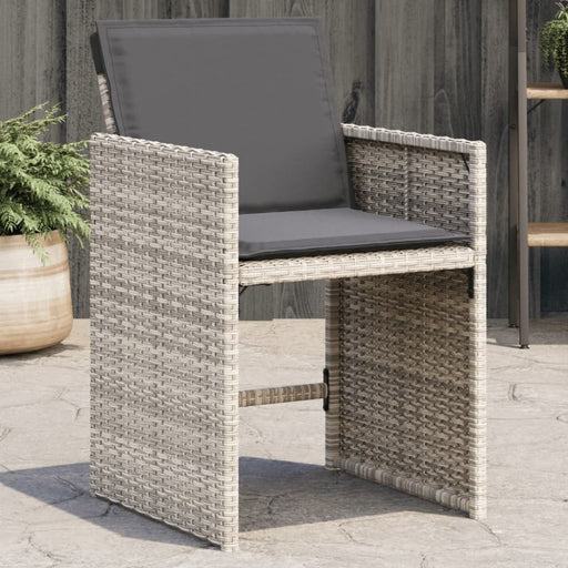 Garden Chairs with Cushions 4 Pcs Light Grey Poly Rattan