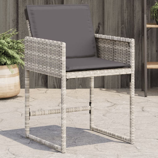 Garden Chairs with Cushions 4 Pcs Light Grey Poly Rattan