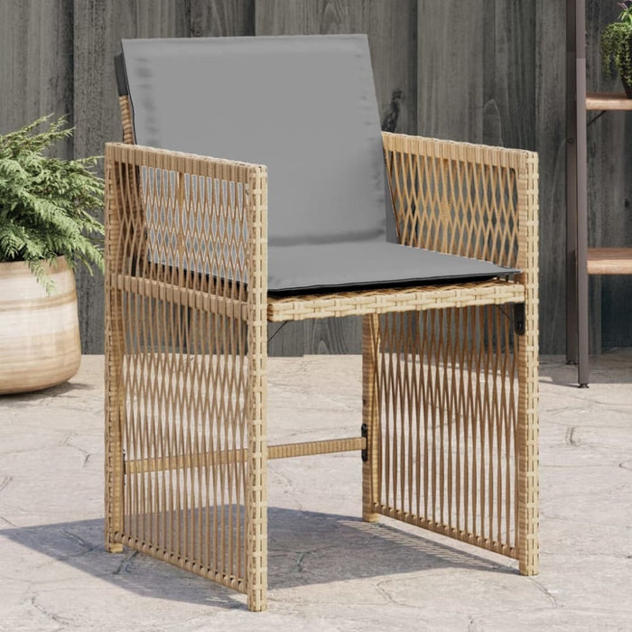 Garden Chairs with Cushions 4 Pcs Mix Beige Poly Rattan