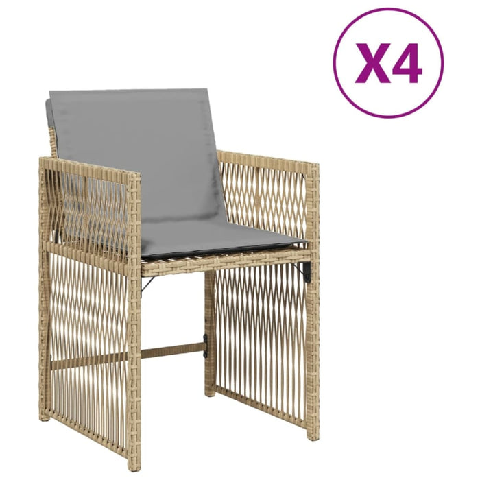 Garden Chairs with Cushions 4 Pcs Mix Beige Poly Rattan